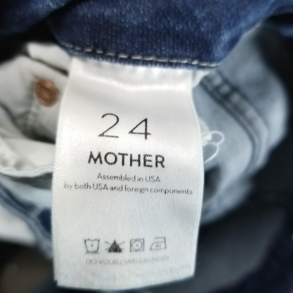Mother Jeans Womens 24 Blue High Waisted Looker Ankle Fray Distressed Stretch - Picture 5 of 12